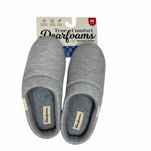 Dearfoams Slippers Womens Size 7-8 Gray Rib Knit Clog Memory Foam